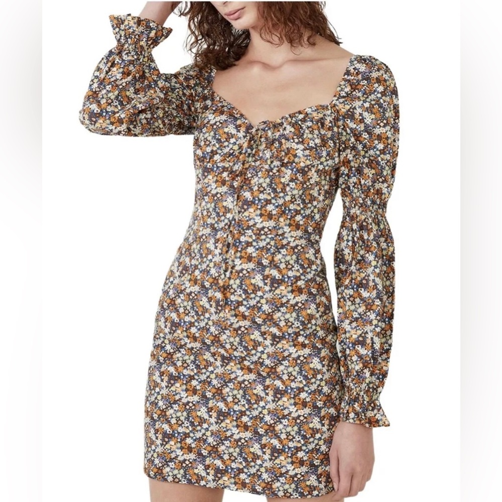 BARDOT Womens Bow At Front Neckline Long Sleeve Mini Party Shift Dress large